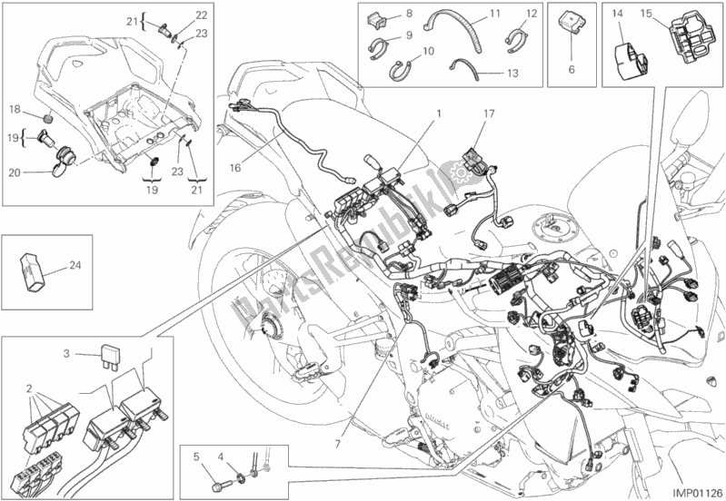 All parts for the Wiring Harness of the Ducati Multistrada 1260 ABS Brasil 2019